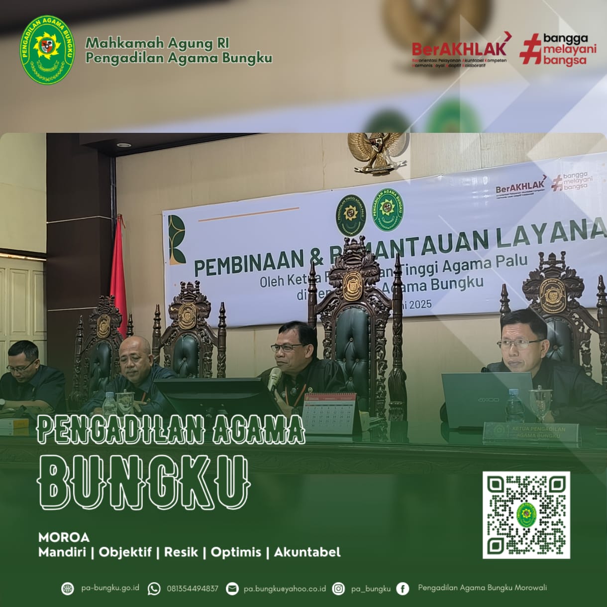 1 PTA Palu Lakukan Pembinaan dan Pemantauan Layanan di Pengadilan Agama Bungku
